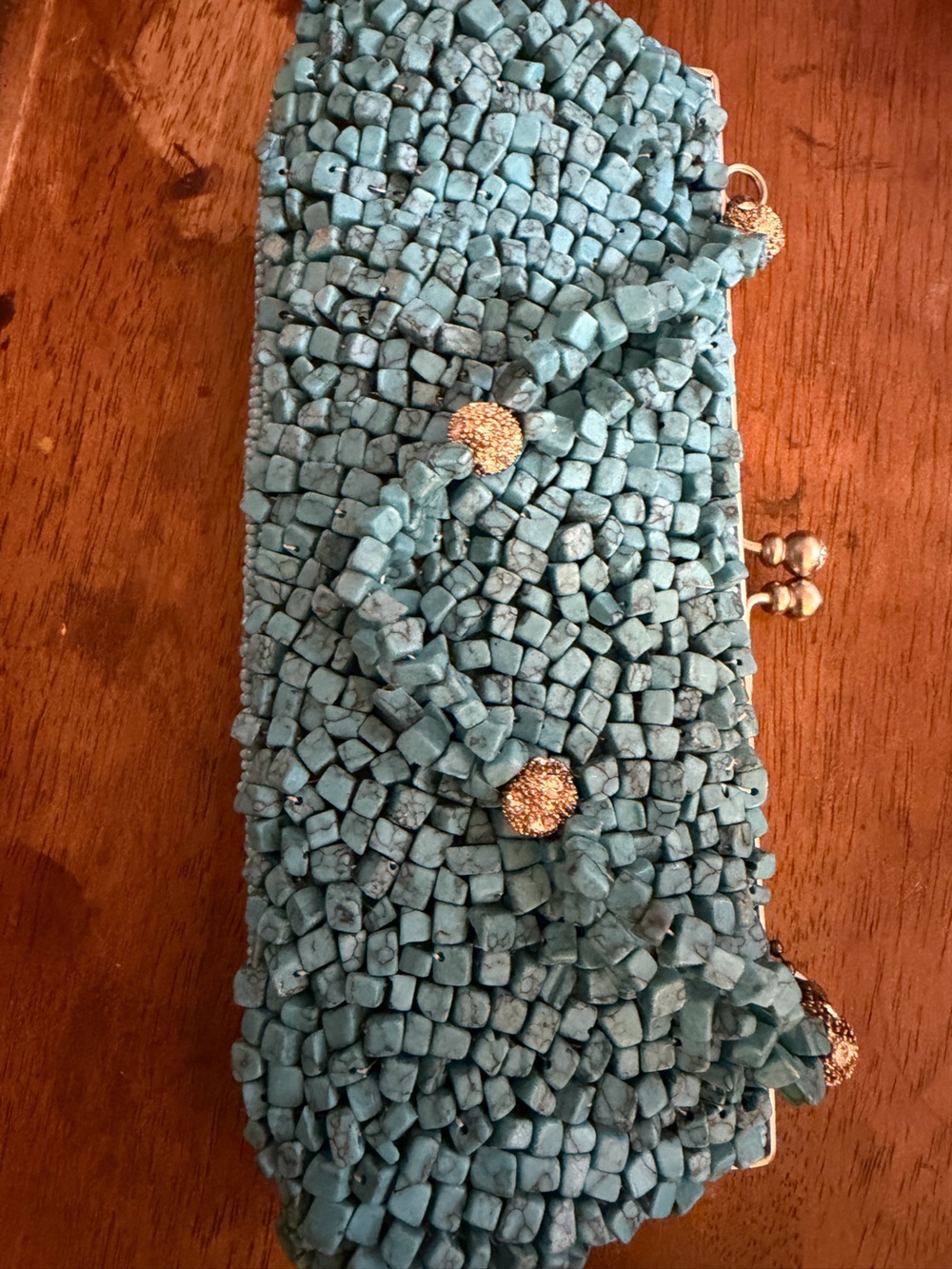 Yilin Turquoise Beaded Evening Clutch - Women's Bag - Picture 2 of 5